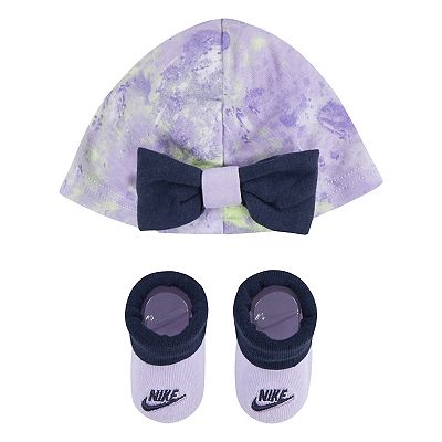 Newborn Baby Girls Nike Printed Hat and Booties Set