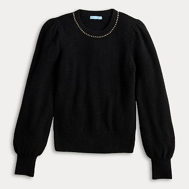 Women's Draper James Embellished Neckline Pullover Sweater
