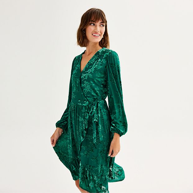 green emerald velvet dress Zapakasa Women Wedding Party Dress A-Line V Neck Dark Green Burnout Velvet Bridesmaid Dress with Short Sleeve, Dark Green / US24W