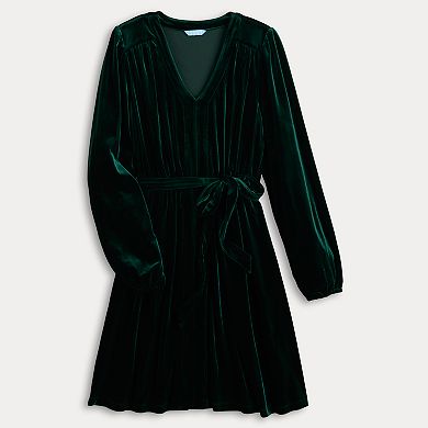 Women's Draper James Long Sleeve Belted Velvet Dress