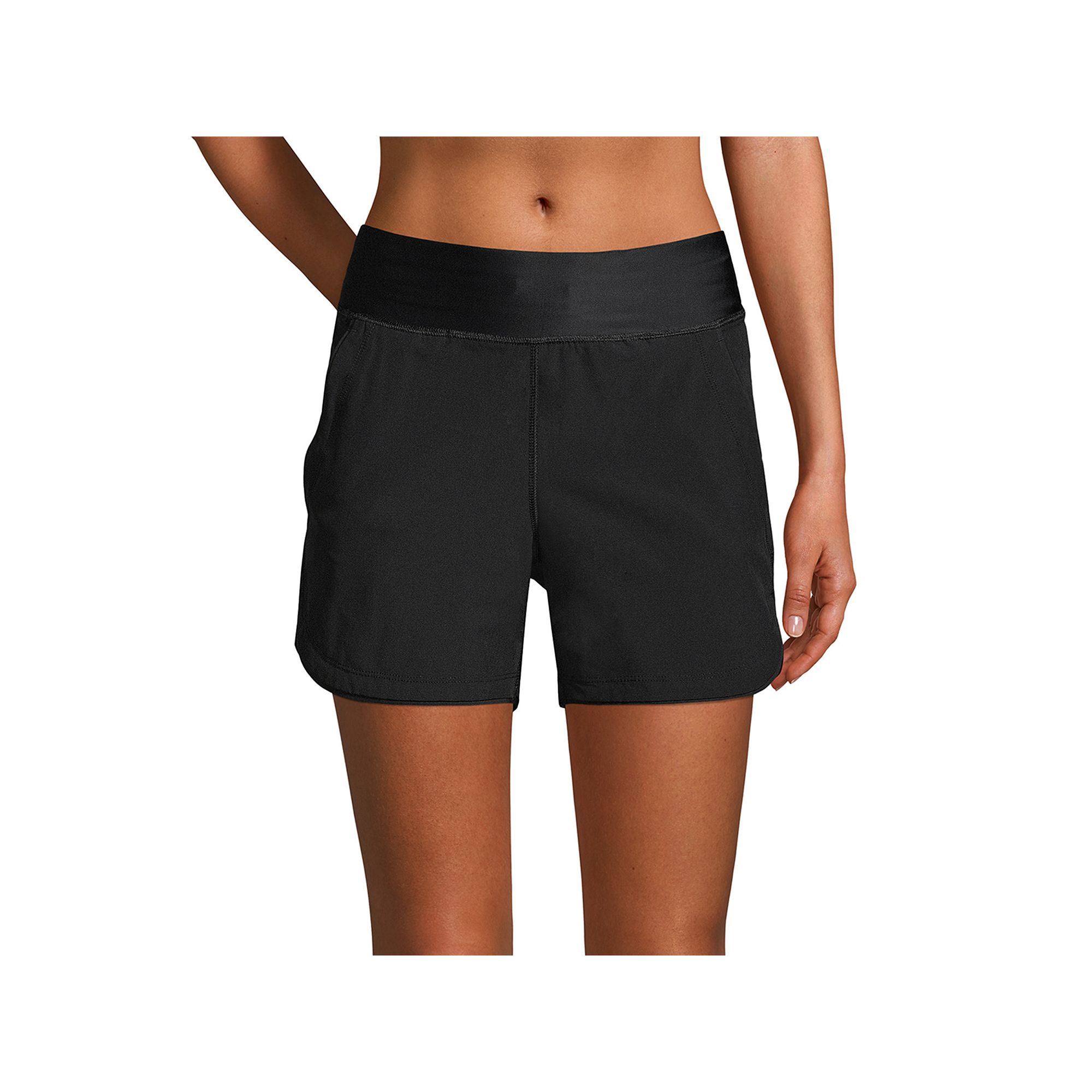 Petite Lands End 5 Quick Dry Elastic Waist Board Shorts Swim Cover-up, 