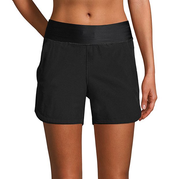 Petite Lands' End 5 Quick Dry Elastic Waist Board Shorts Swim Cover-up