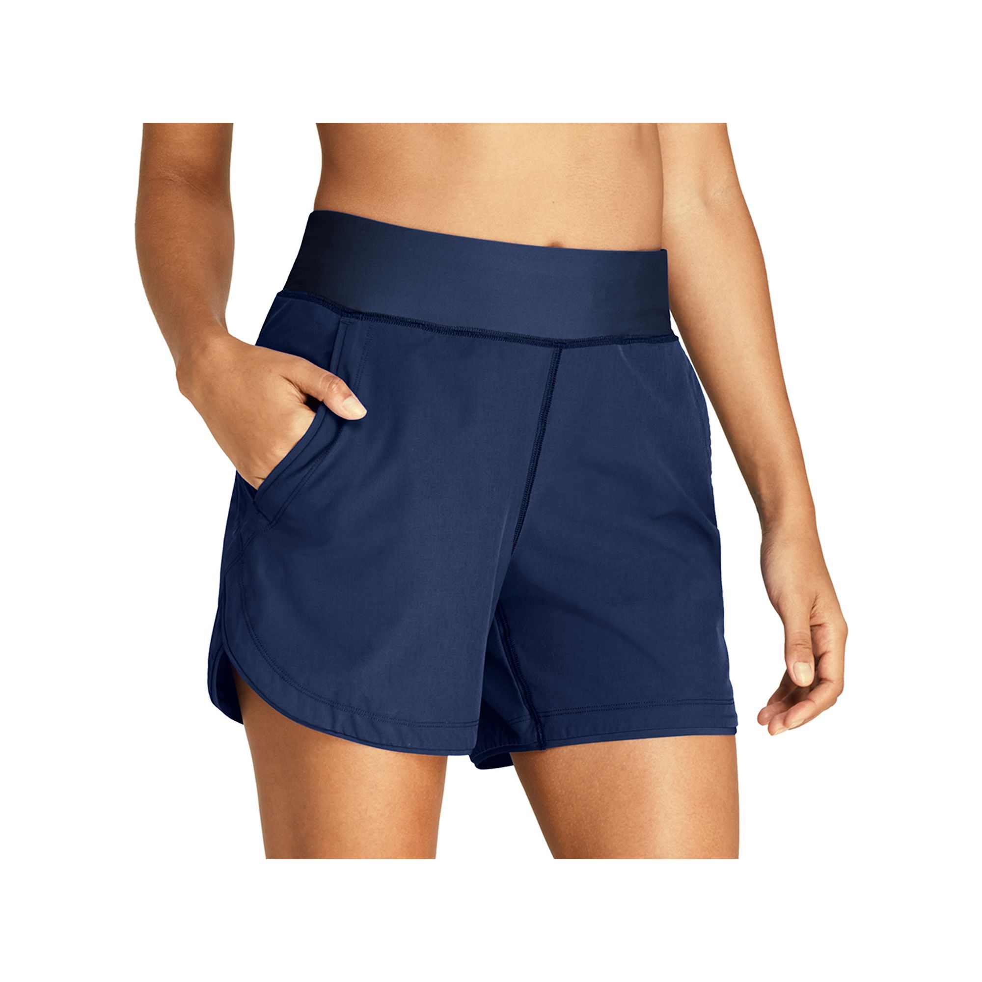 Petite Lands End 5 Quick Dry Elastic Waist Board Shorts Swim Cover-up, 