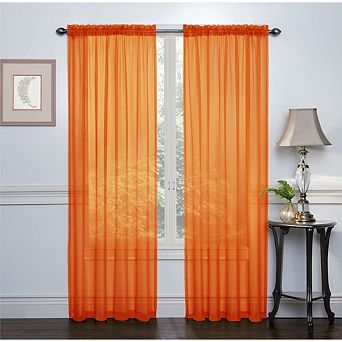 Kate Aurora 2 pc Halloween Themed Rod Pocket Sheer Voile Window Curtain Panels