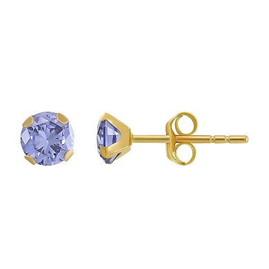 Taylor Grace 10k Gold Tanzanite & Emerald Cubic Zirconia 2-piece Stud Earring Set