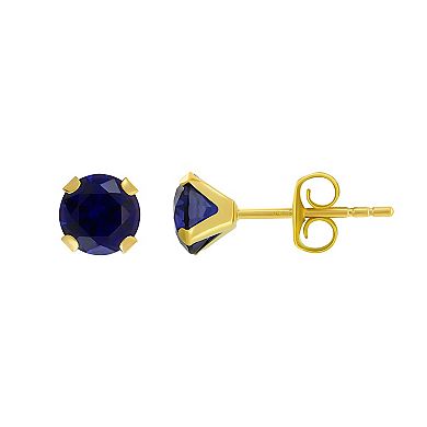 Taylor Grace 10k Gold Lab-Created Ruby & Sapphire 2-piece Stud Earring Set
