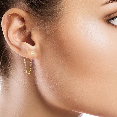 Taylor Grace 10K Gold Ball & Cubic Zirconia Huggie & Clover Earring Set