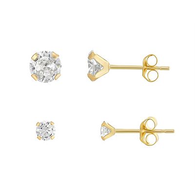 Taylor Grace 10k Gold Graduated Cubic Zirconia 2-piece Stud