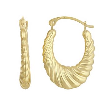 Taylor Grace 10k Gold Ribbed Oval Hoop Earrings