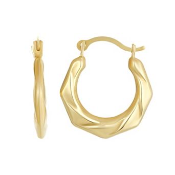 Taylor Grace 10k Gold Geometric Textured Hoop Earrings