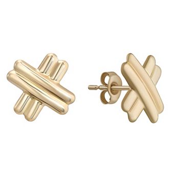Taylor Grace 10k Gold Ribbed Crisscross Stud Earrings
