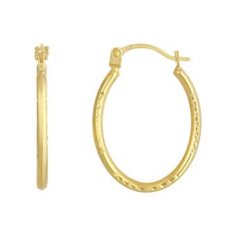 Taylor Grace 10k Gold Diamond Cut Oval Hoop Earrings