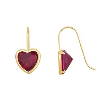 Taylor Grace 10K Gold Red Heart Cubic Zirconia Wire Earrings