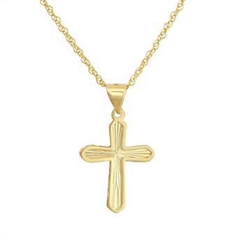 Taylor Grace 10k Gold Diamond Cut Cross Pendant Necklace