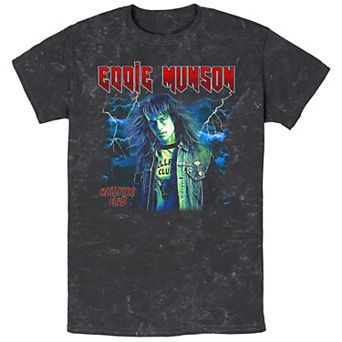 Men's Stranger Things Eddie Munson Hellfire Club Mineral Wash Graphic Tee