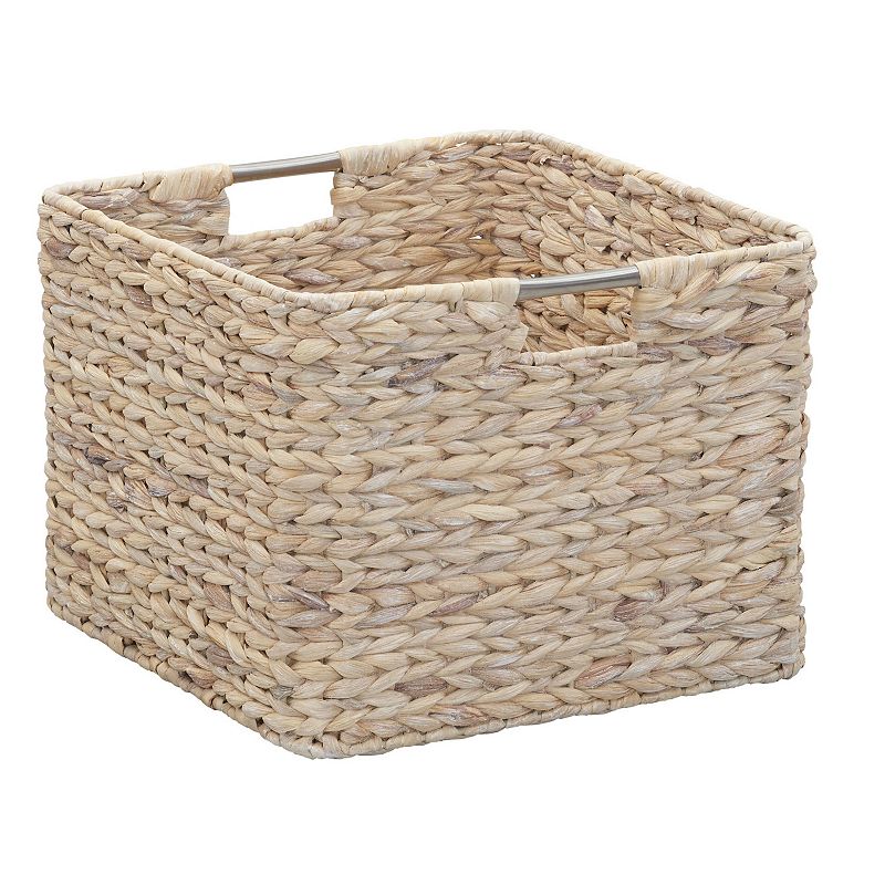 Household Essentials Square Wicker Basket, White Wash