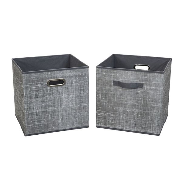 Simplify Large Grommet Storage Bin Basket in Heather Grey Nonwoven