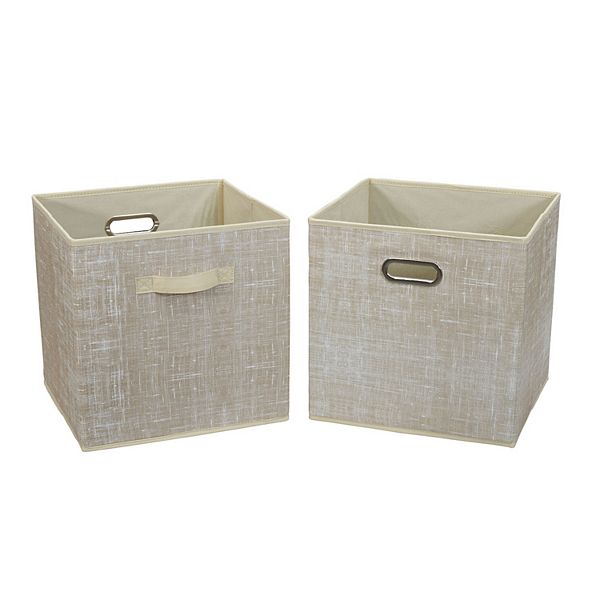 Household Essentials 2pc 12&#34; x 13&#34; Fabric Storage Bin Set Tan