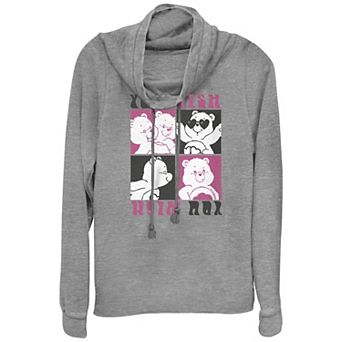 Juniors' Care Bears You Wish Cowlneck Graphic Lightweight Long Sleeve