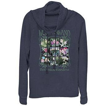 Disney's Alice in Wonderland Juniors' Wonderland Botanical Gardens Cowlneck Graphic Lightweight Long Sleeve