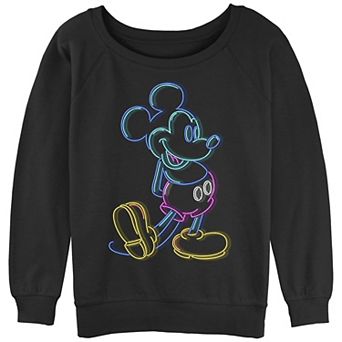 Disney's Mickey Mouse Juniors' Neon Outline Slouchy Graphic Sweatshirt