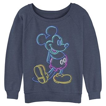 Disney's Mickey Mouse Juniors' Neon Outline Slouchy Graphic Sweatshirt