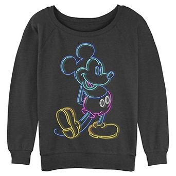 Disney's Mickey Mouse Juniors' Neon Outline Slouchy Graphic Sweatshirt