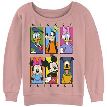 Disney's Mickey Mouse & Friends Juniors' Character Panel Red Slouchy Graphic Sweatshirt