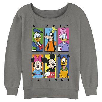 Disney's Mickey Mouse & Friends Juniors' Character Panel Red Slouchy Graphic Sweatshirt