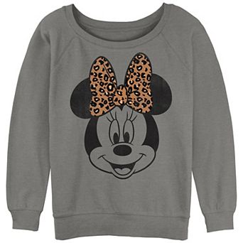 Disney's Minnie Mouse Juniors' Leopard Print Bow Portrait Graphic Pullover