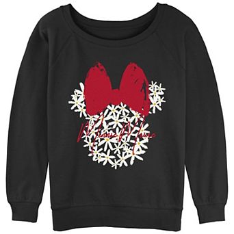 Disney's Mickey Mouse & Friends Juniors' Minnie Mouse Floral Slouchy Graphic Sweatshirt