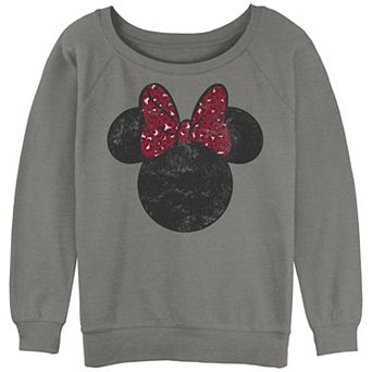 Disney's Minnie Mouse Faded Silhouette Leopard Bow Juniors' Graphic Pullover