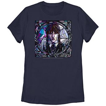 Juniors' Wednesday Addams Stained Glass Graphic Tee