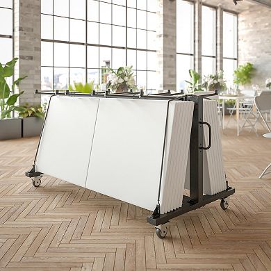 Emma and Oliver Kirk Heavy Duty Folding Table and Chairs Mobile Cart with Locking Wheels