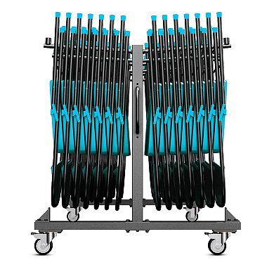 Emma and Oliver Kirk Heavy Duty Folding Table and Chairs Mobile Cart with Locking Wheels