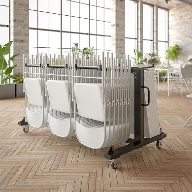 Emma and Oliver Kirk Heavy Duty Folding Table and Chairs Mobile Cart with Locking Wheels