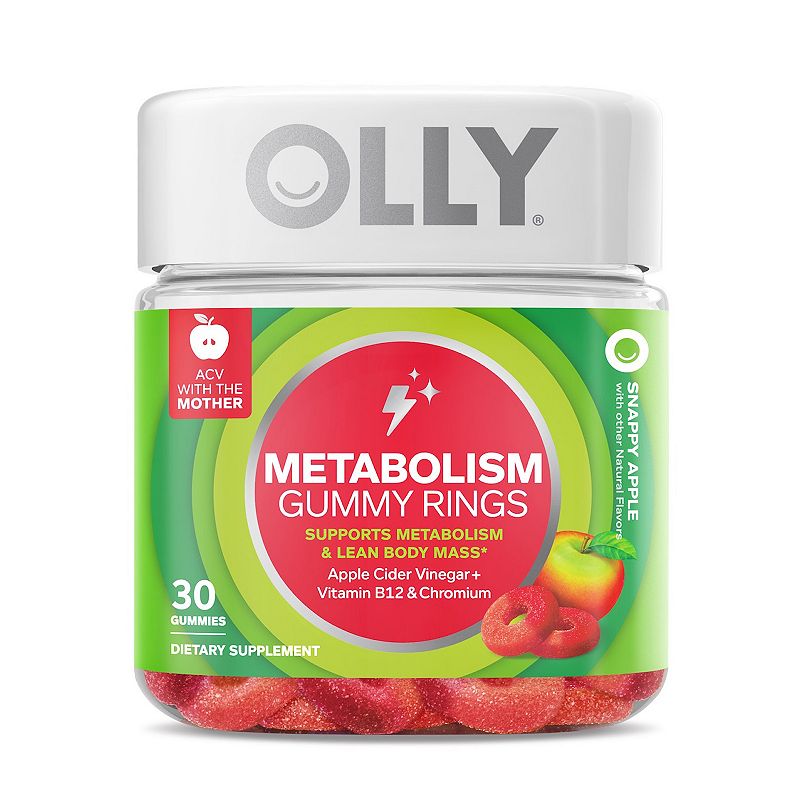 OLLY Metabolism Gummy Rings with Apple Cider Vinegar, Vitamin B12 & Chromium - Apple - 30ct