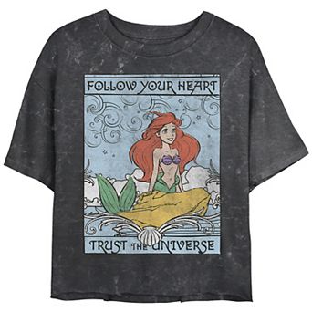 Disney's The Little Mermaid Juniors' Ariel Follow Your Heart Mineral Wash Graphic Tee
