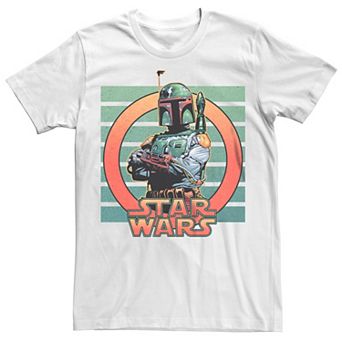 Men's Star Wars Empire Strikes Back Boba Fett Stripes Circle Portrait Graphic Tee