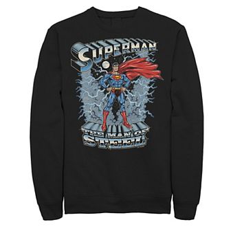Men's DC Comics Superman The Man of Steel Lightning Bolts Fleece Graphic Sweatshirt