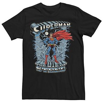 Men's Superman The Man of Steel Lightning Bolts Graphic Tee