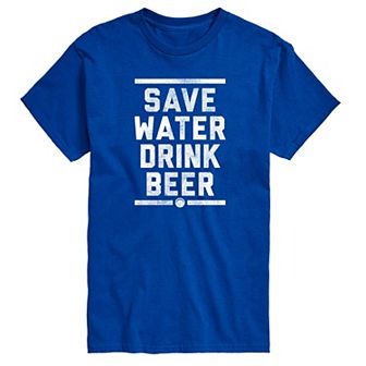 Big & Tall Save Water Drink Beer Graphic Tee
