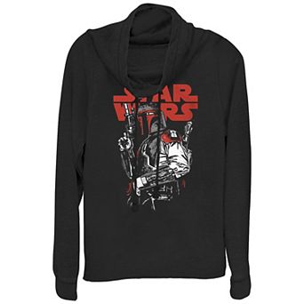 Juniors' Star Wars Dat Boba Cowlneck Graphic Lightweight Long Sleeve