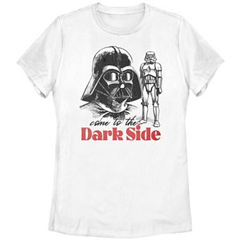 Juniors' Star Wars A New Hope Darth Vader Stormtrooper Come To The Dark Side Graphic Tee