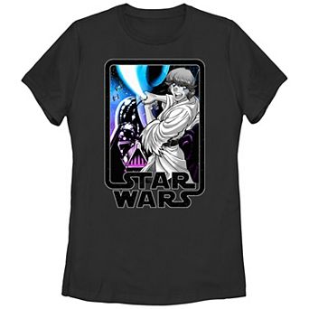 Juniors' Star Wars A New Hope Luke Skywalker Darth Vader Anime Graphic Tee