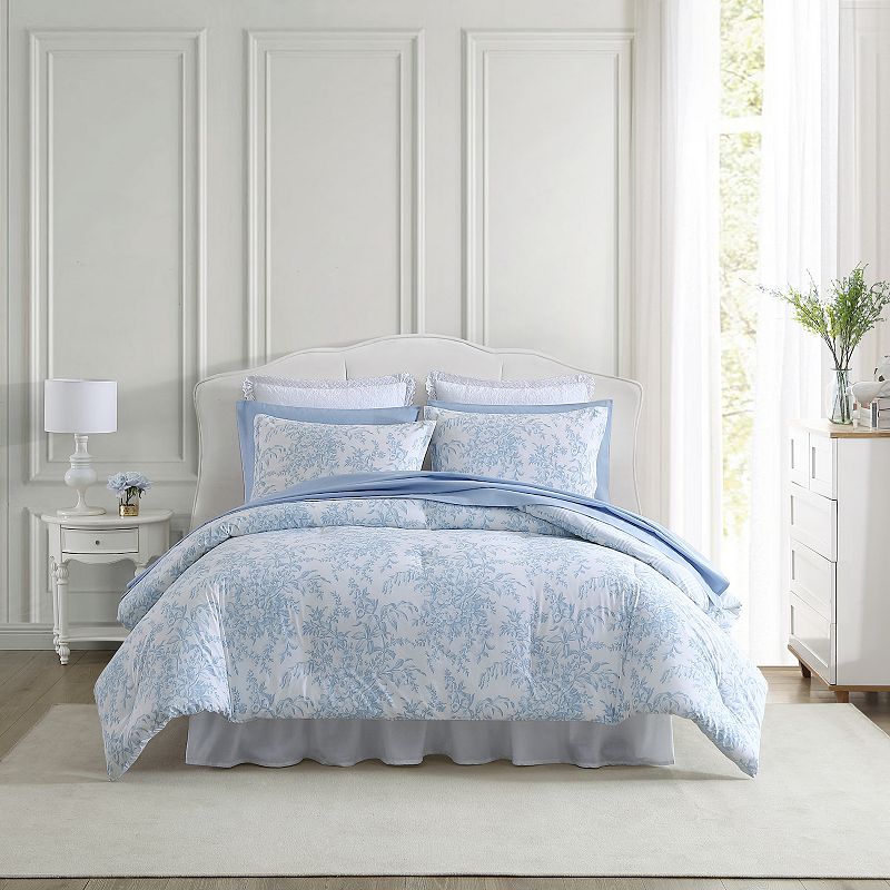 Laura Ashley 3pc Full/Queen Bedford Comforter Bedding Set Blue