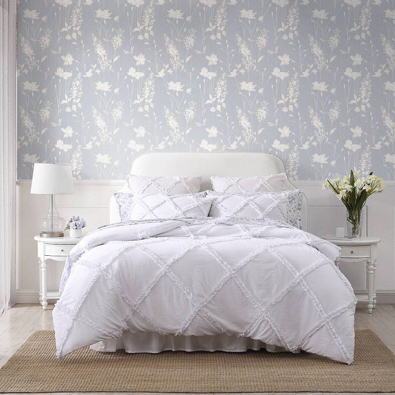 Laura Ashley Norah Comforter Set, White, Twin