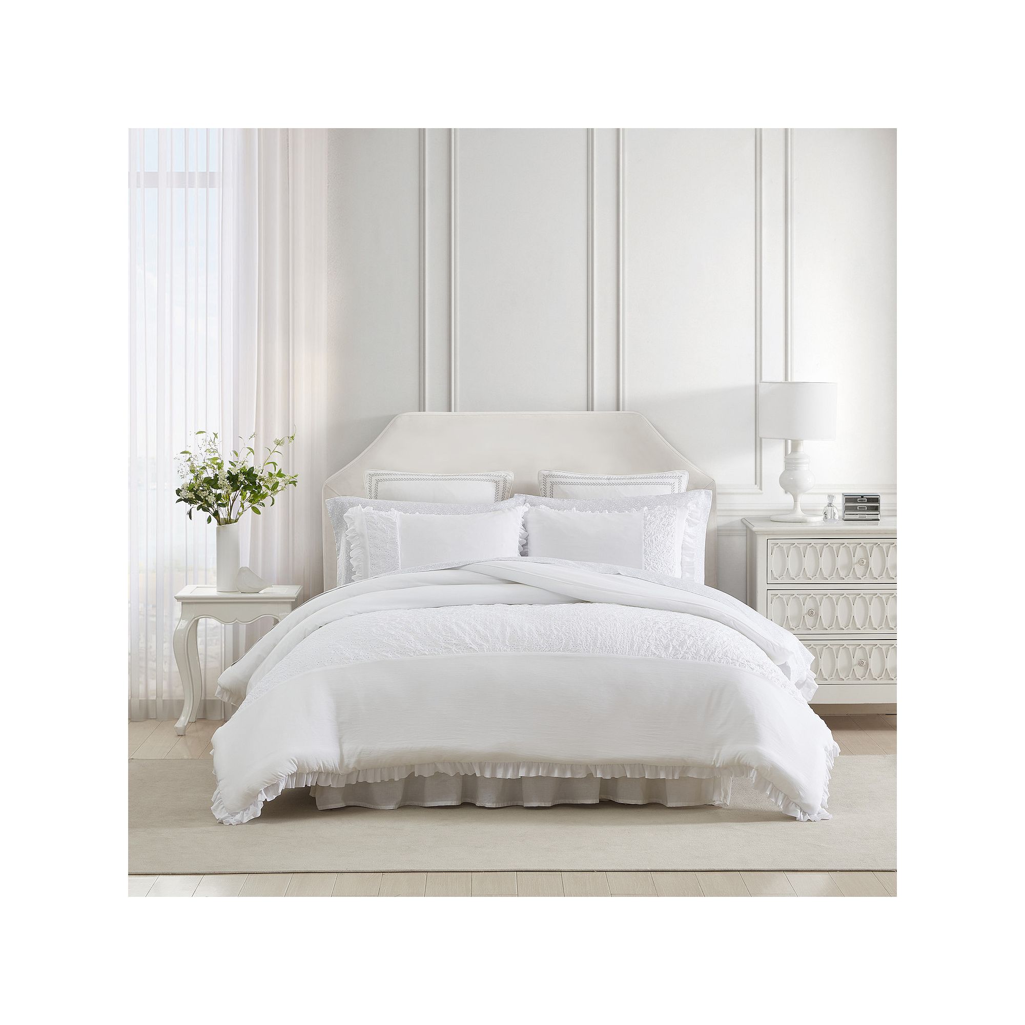 Laura Ashley Eyelet Comforter Set, White