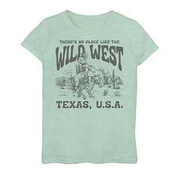 Girls 7-16 There's No Place Like The Wild West Texas USA Cowboy Desert Graphic Tee