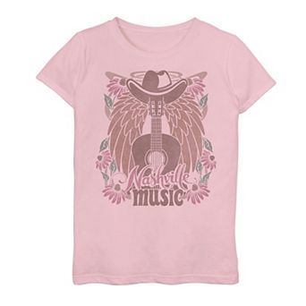 Girls 7-16 Nashville Music Cowboy Hat Guitar Wings Flowers Graphic Tee